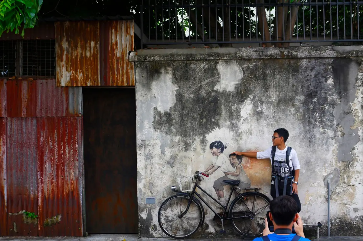 Heritage street and murals in George Town Penang Malaysia