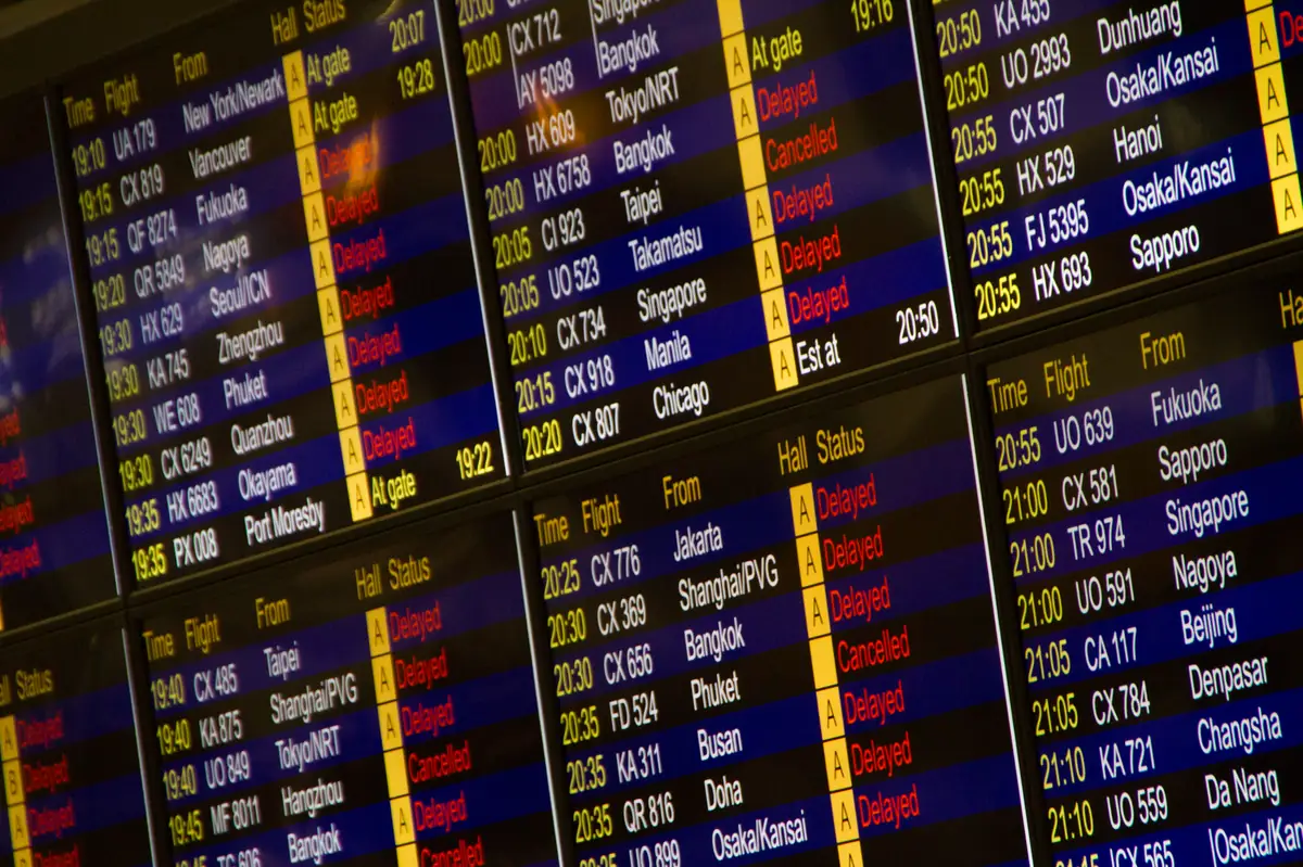 Airport departure board for Malaysia travel