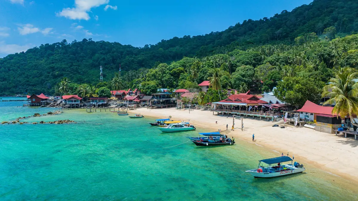 Beach and clear water on Tioman Island Malaysia